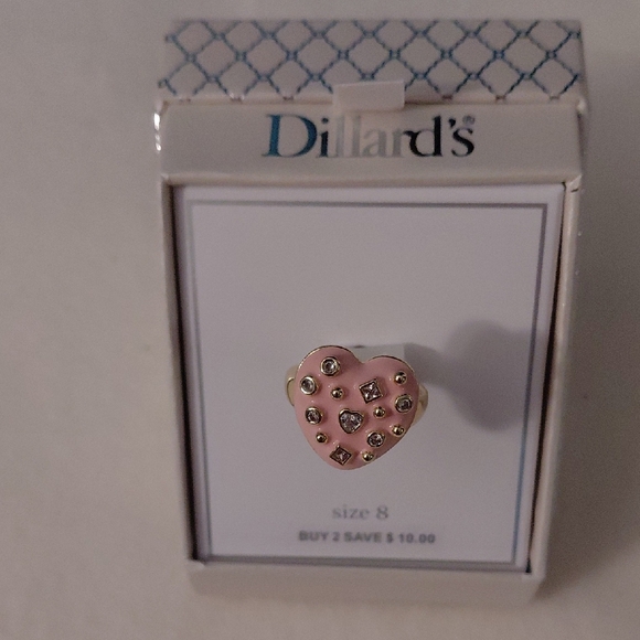 Dillards Jewelry - NWT Pink Heart Ring with Gold Accents Size 8